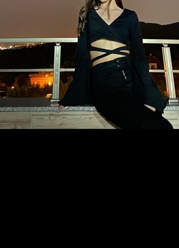Yarasa kol belden bağlamalı crop