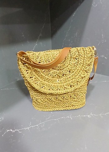 Diğer Bej Dantel Detaylı Örgü Kadın Çapraz Çanta