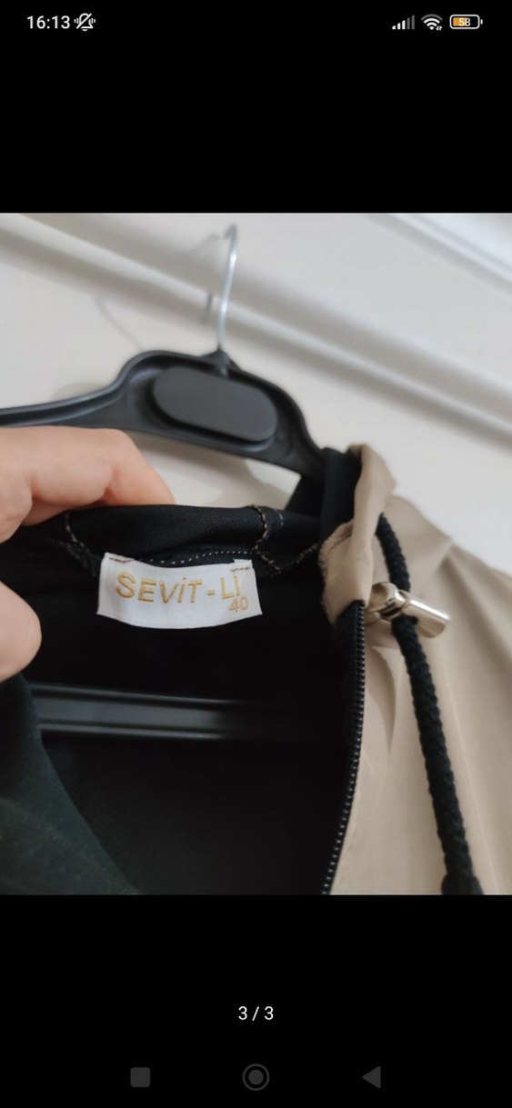 Bej Kapüşonlu Uzun Kadın Trençkot - Görsel 2