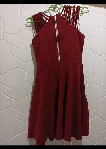 Abiye Bordo Piliseli Midi Strappy Abiye Elbise
