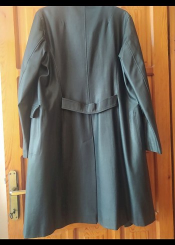 Düğmeli Uzun siyah Deri Kadın Ceketi - Görsel 7