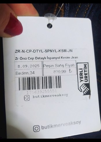 Düğmeli Lacivert Kadın Kot Pantolon - Görsel 7