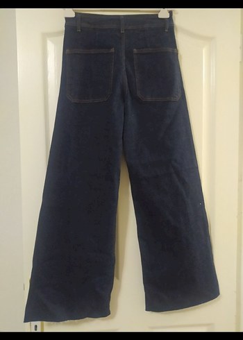 Düğmeli Lacivert Kadın Kot Pantolon - Görsel 4