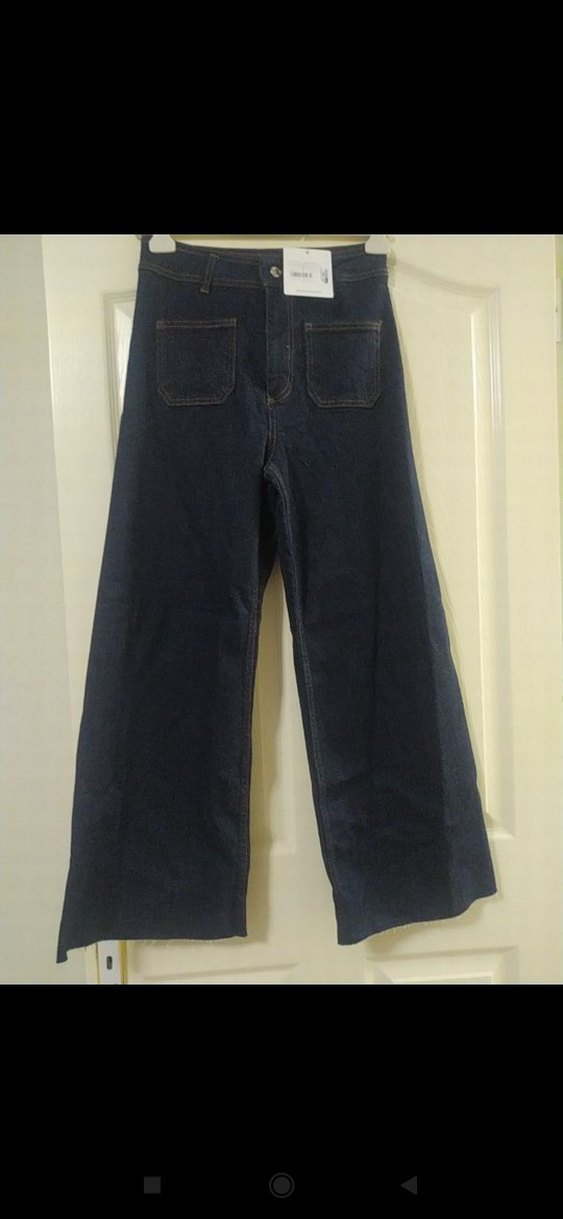 Düğmeli Lacivert Kadın Kot Pantolon - Görsel 5