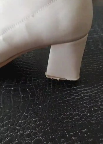 Beyaz Deri Kadın Bot,  Kalın Topuklu - Görsel 5