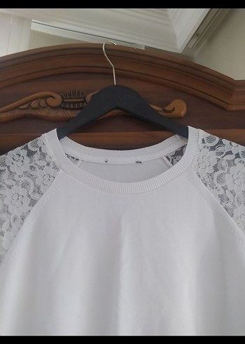 Dantel Detaylı Beyaz Pamuklu Uzun Kollu Bluz - Görsel 7