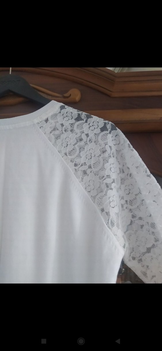Dantel Detaylı Beyaz Pamuklu Uzun Kollu Bluz - Görsel 5