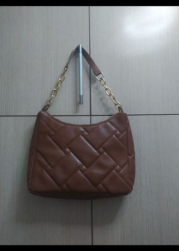 Zincir Detaylı Kahverengi Deri Kadın Çanta - Görsel 2