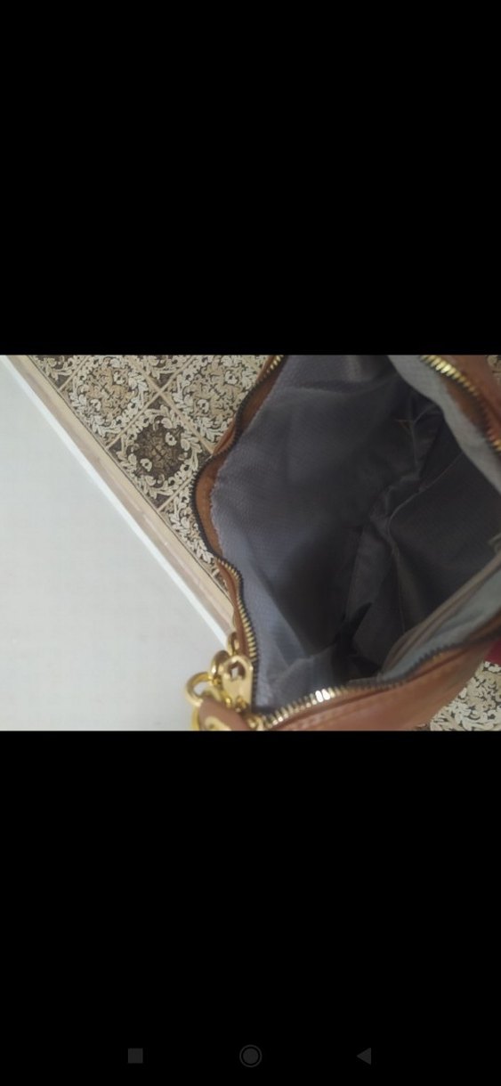 Zincir Detaylı Kahverengi Deri Kadın Çanta - Görsel 5