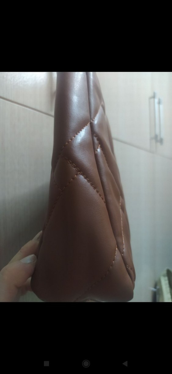 Zincir Detaylı Kahverengi Deri Kadın Çanta - Görsel 3