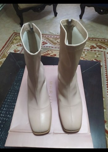 Bej  Topuklu Kadın Bot - Görsel 4