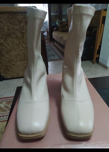 Bej  Topuklu Kadın Bot - Görsel 7
