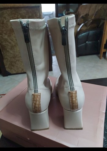 Bej  Topuklu Kadın Bot - Görsel 2