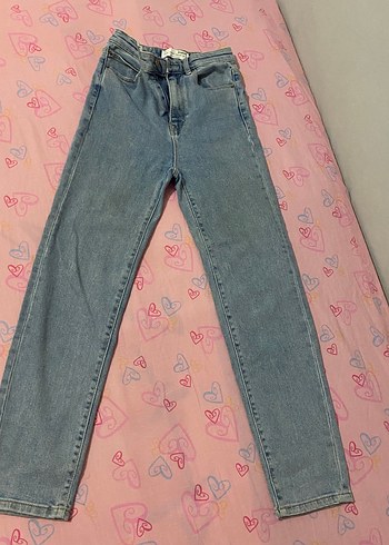 Stradivarius Mavi Midi Boy Kadın Kot Pantolon