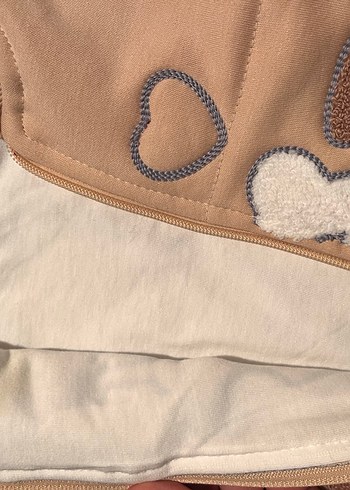 Unisex Çocuk nakışlı Kahverengi Yelek - Görsel 4