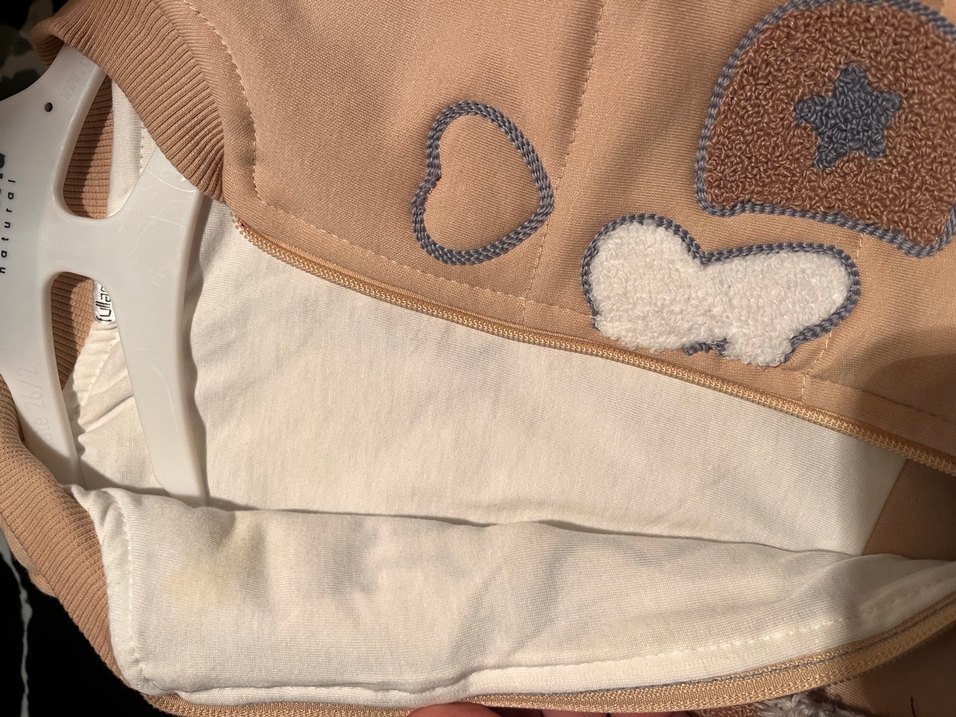 Unisex Çocuk nakışlı Kahverengi Yelek - Görsel 4