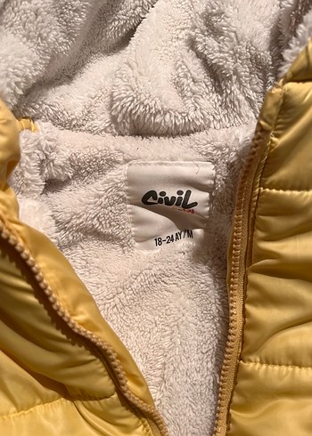 Kapüşonlu Sarı unisex Çocuk Mont - Görsel 2