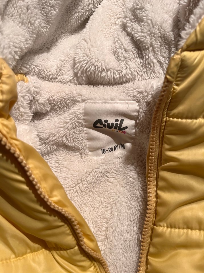 Kapüşonlu Sarı unisex Çocuk Mont - Görsel 2