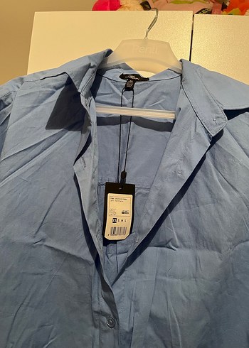 Mavi Jeans Düğmeli Mavi Keten Kadın Gömlek