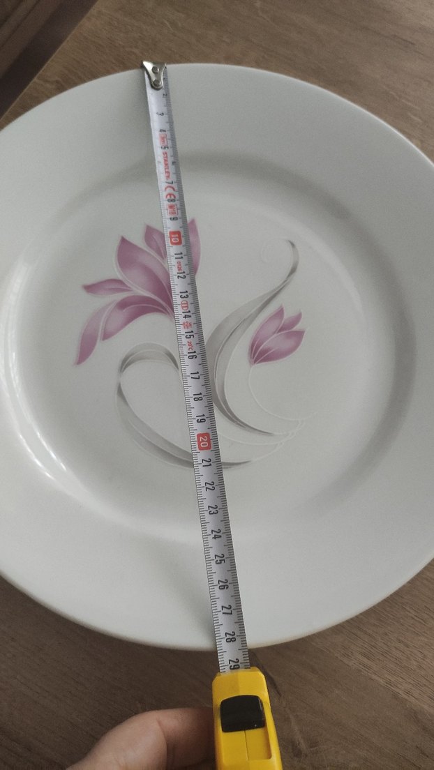 Beyaz Çiçek Desenli Porselen Tabak - Görsel 2