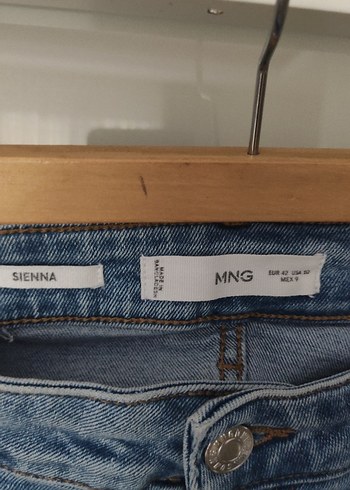 42 Beden mavi Renk Mango Bol Kesim Midi Denim Pantolon