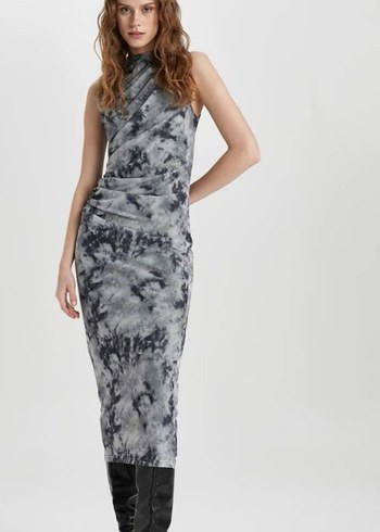 DeFacto XL Batik Desenli DrapeliElbise