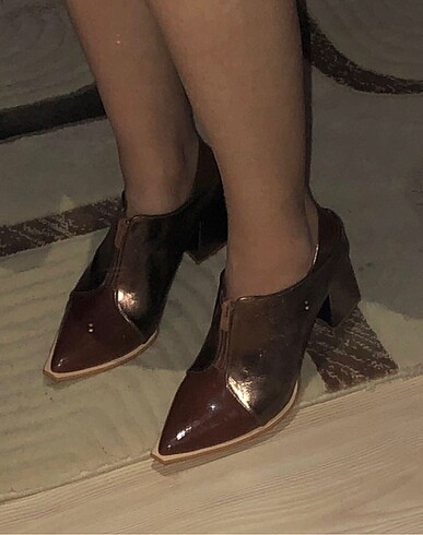 Vintage ayakkabı Kahve Deri Topuklu Ayakkabı