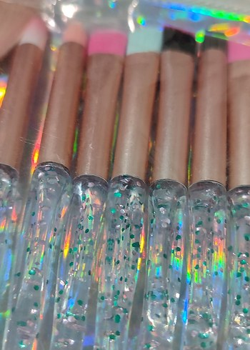 Işıltılı Saplı Çok Renkli Makyaj Fırça Seti - Görsel 2