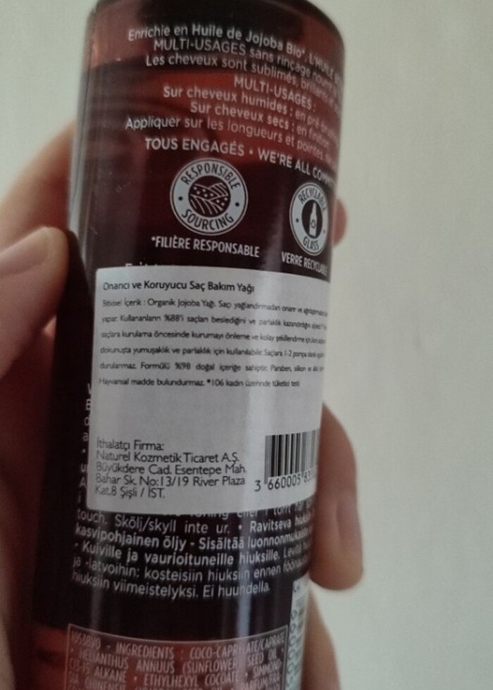 Onarıcı ve koruyucu saç bakım yağı Yves Rocher (jojoba yağı) - Görsel 5