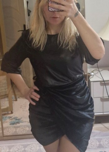 Uzun Kollu Siyah Midi Kadın Elbise - Görsel 2