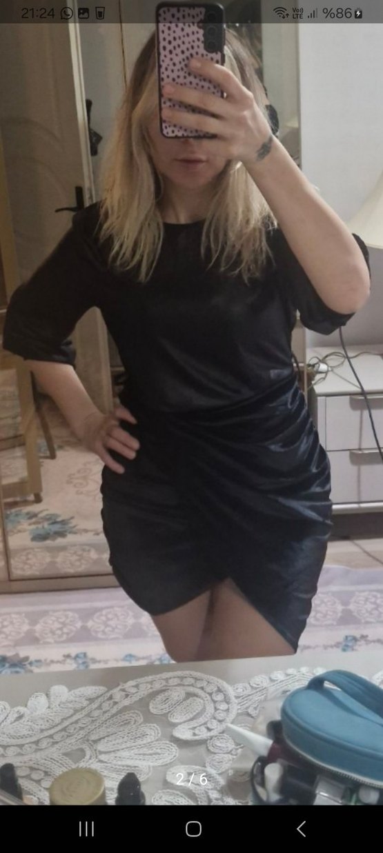 Uzun Kollu Siyah Midi Kadın Elbise - Görsel 3