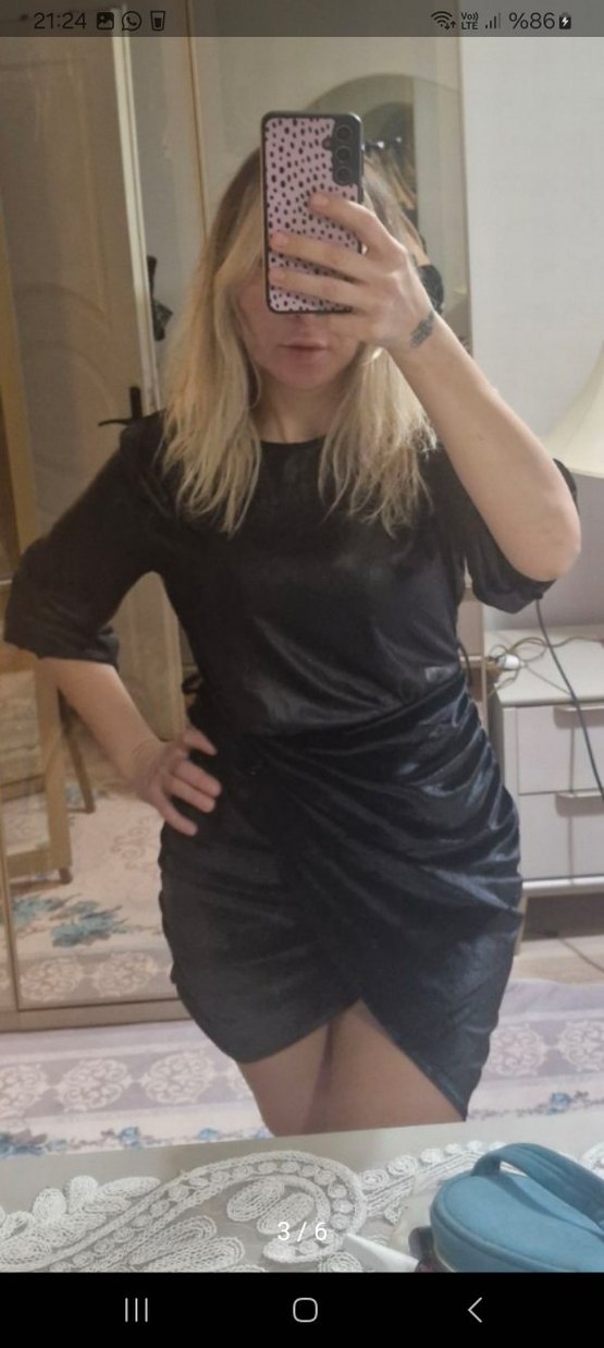 Uzun Kollu Siyah Midi Kadın Elbise - Görsel 2