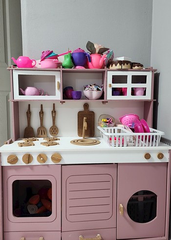 Pembe Ahşap Çocuk Mutfak Seti 79x98 cm - Görsel 4