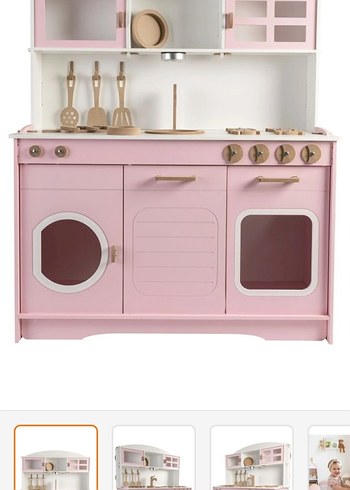 Pembe Ahşap Çocuk Mutfak Seti 79x98 cm - Görsel 3
