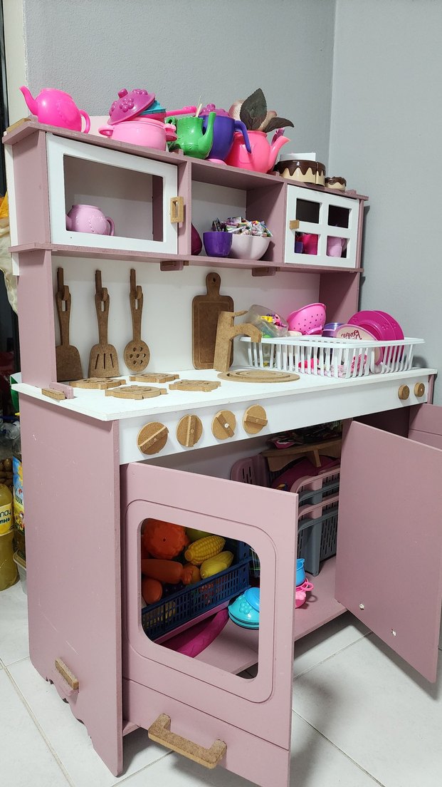 Pembe Ahşap Çocuk Mutfak Seti 79x98 cm - Görsel 5