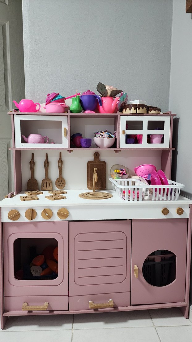 Pembe Ahşap Çocuk Mutfak Seti 79x98 cm - Görsel 4