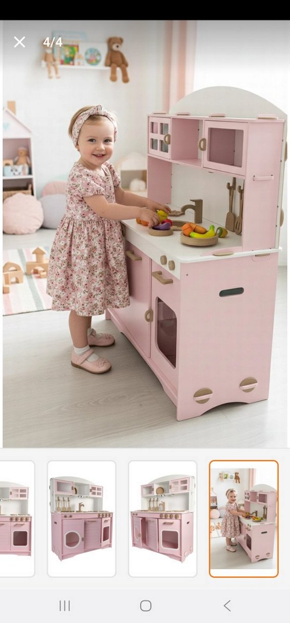 Pembe Ahşap Çocuk Mutfak Seti 79x98 cm - Görsel 2