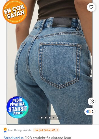 STRADİVARİUS D98 MODEL STRAİGHT FİT VİNTAGE JEANS PANTOLON - Görsel 4