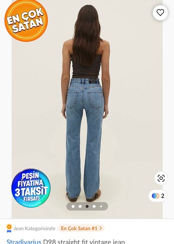 STRADİVARİUS D98 MODEL STRAİGHT FİT VİNTAGE JEANS PANTOLON - Görsel 3