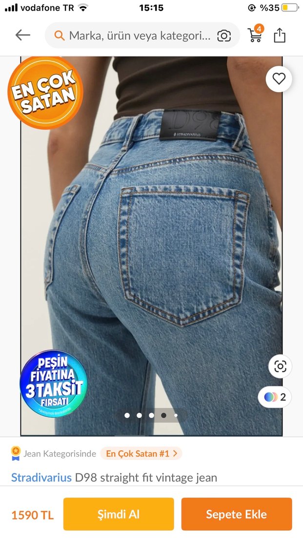 STRADİVARİUS D98 MODEL STRAİGHT FİT VİNTAGE JEANS PANTOLON - Görsel 4