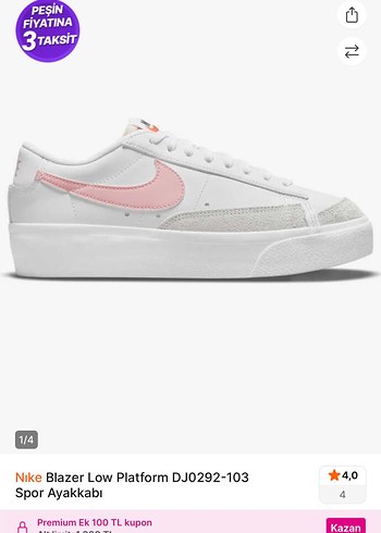 NİKE BLAZER LOW PLATFORM BEYAZ SPOR AYAKKABI