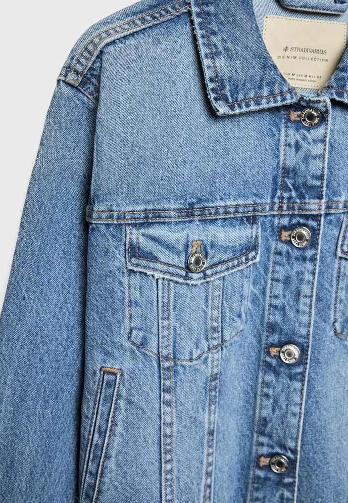 STRADIVARIUS CROPPED DENİM KOT CEKET - Görsel 3