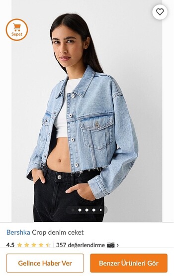 Bershka BERSHKA CROP DENİM KOT CEKET