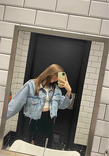 BERSHKA CROP DENİM KOT CEKET