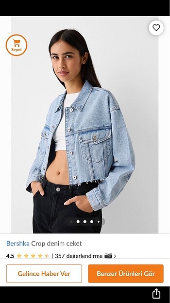 Bershka BERSHKA CROP DENİM KOT CEKET
