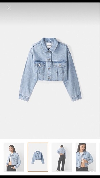 BERSHKA CROP DENİM KOT CEKET
