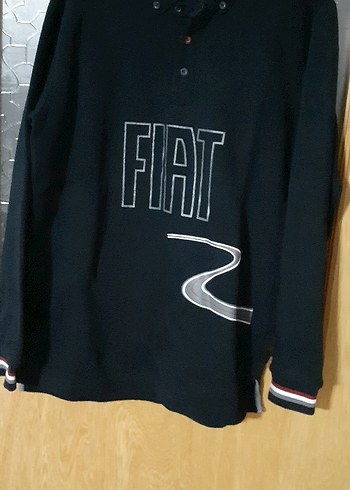 Erkek Siyah Uzun Kollu FIAT Baskılı Sweatshirt - Görsel 2