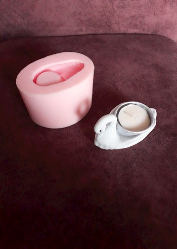 Beyaz Kuğu Şeklinde silikon mumluk kalıbı - Görsel 2