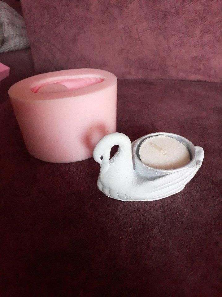 Beyaz Kuğu Şeklinde silikon mumluk kalıbı - Görsel 3