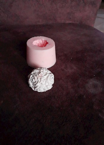 Pembe Gül Desenli Mum Kalıbı - Görsel 2